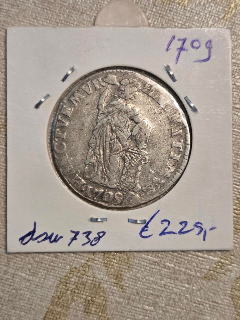 Zilveren 1 gulden, munt, 1709 - Provincie West-Friesland, Postzegels en Munten, Vóór koninkrijk, Zilver, Losse munt, Overige waardes