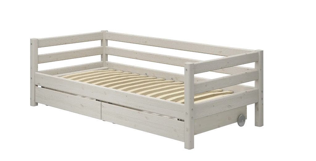 GRATIS Flexa Whitewash bed 90x200cm met 2 laden, Ophalen, 85 tot 100 cm, Gebruikt, Matras
