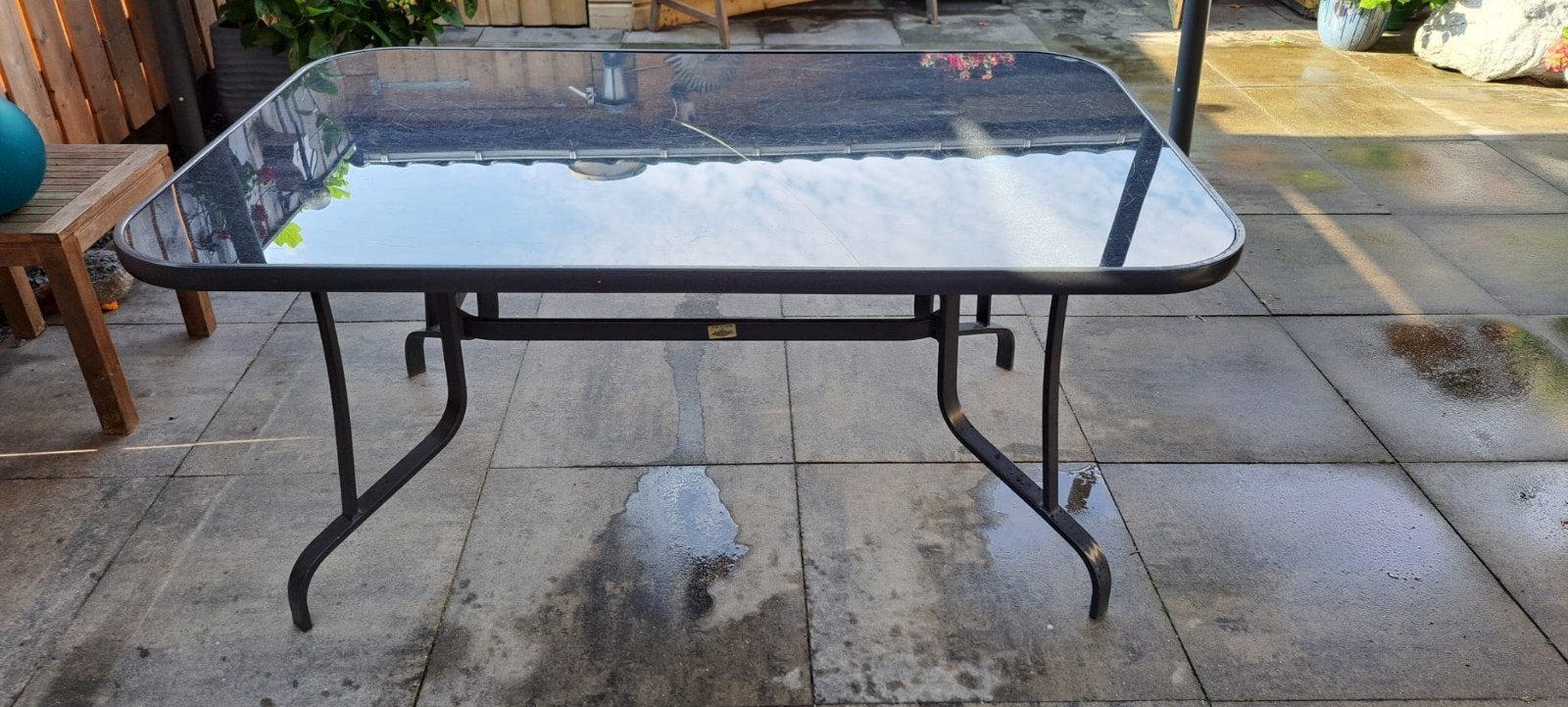 Zwarte tuintafel, Ophalen, Rechthoekig, Aluminium