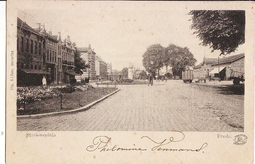 Breda Stationsplein 1900 - TOP KAART -, Verzenden, Voor 1920, Gelopen, Noord-Brabant
