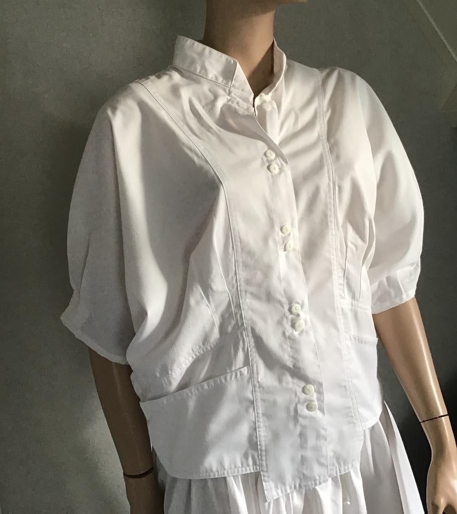 Zomers ensemble bloes en rokje met vetersluiting, Kleding | Dames, Maat 38/40 (M), Wit, Ophalen of Verzenden, Zo goed als nieuw