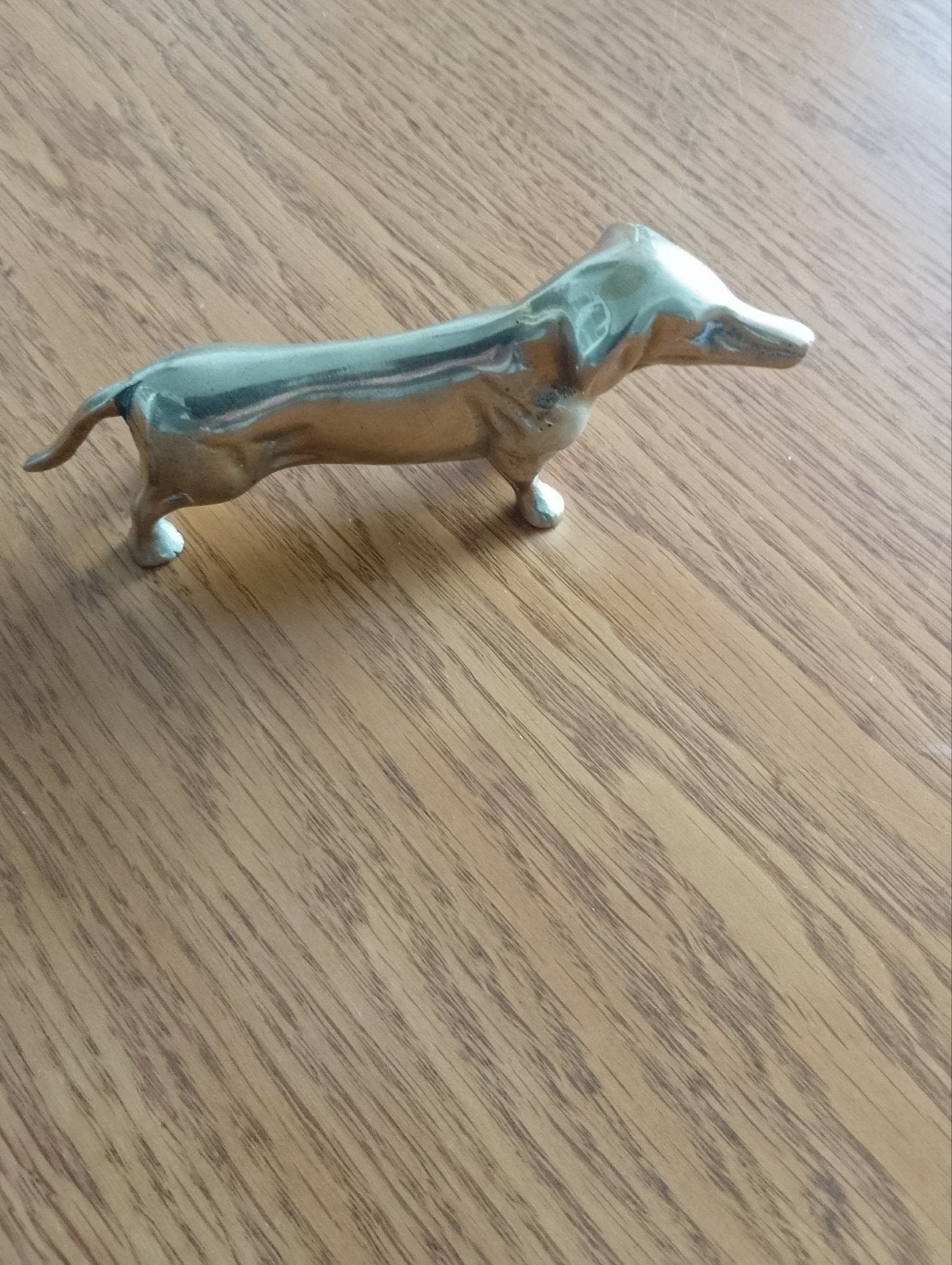 Vintage Teckel Beeldje van Messing Alleen 14 cm ophalen, Ophalen
