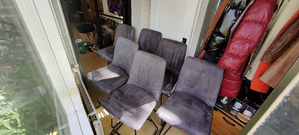 Set van 6 donkergrijze barkrukken, Huis en Inrichting, Ophalen, Draaibaar, 5 krukken of meer, Zo goed als nieuw