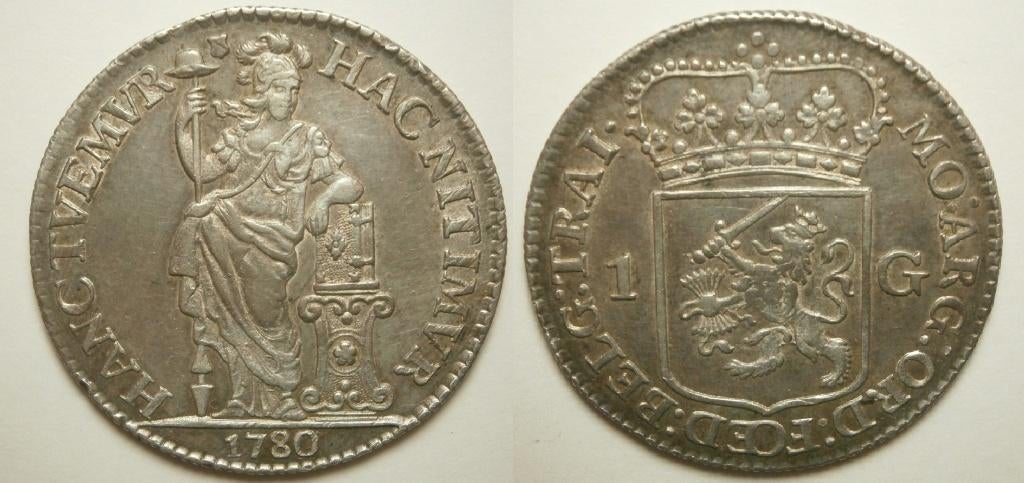 Utrecht 1 gulden 1780 over 1779 - nergens beschreven - RRRR, 1 gulden, Vóór koninkrijk, Zilver, Ophalen of Verzenden