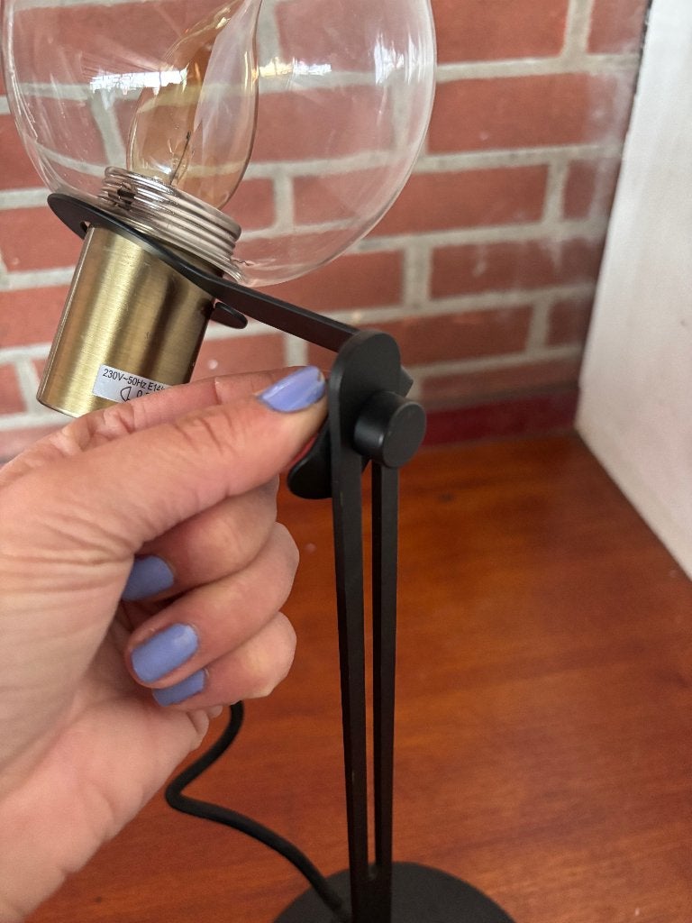 Industriële tafellamp zwart metaal glas E14  CS26947, Ophalen, Overige typen, Gebruikt, Overige merken