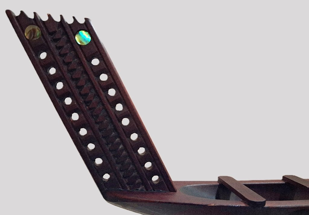 Vintage Māori Waka Oorlogskano – Handgesneden Ron Andrews, Hout, 38 cm, Ophalen of Verzenden, Houtsnijwerk