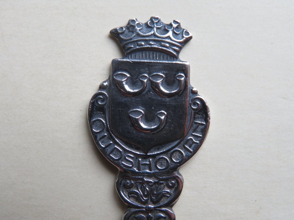 Zilveren lepeltje wapen Oudshoorn zwaardje, Verzenden, Zilver