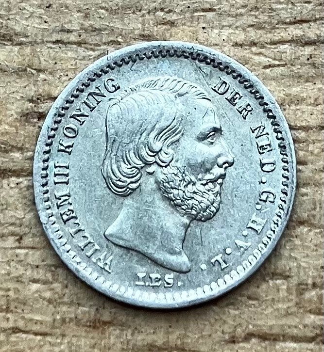 mooie 5 cent 1850 Willem III, Ophalen, Koning Willem III, Zilver, Losse munt
