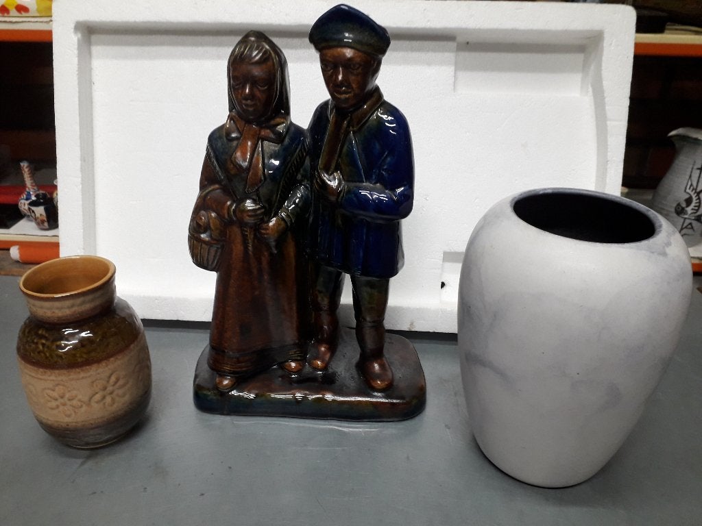 VINTAGE W.GERMANY BEELD en 2 VAZEN uit de 50e JAREN I.Z.G.ST, Ophalen of Verzenden