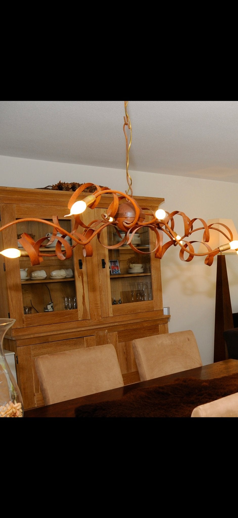 Unieke Design Hanglamp - Metaal, bruinkleurig, Ophalen, Zo goed als nieuw, Metaal, E14 (klein)