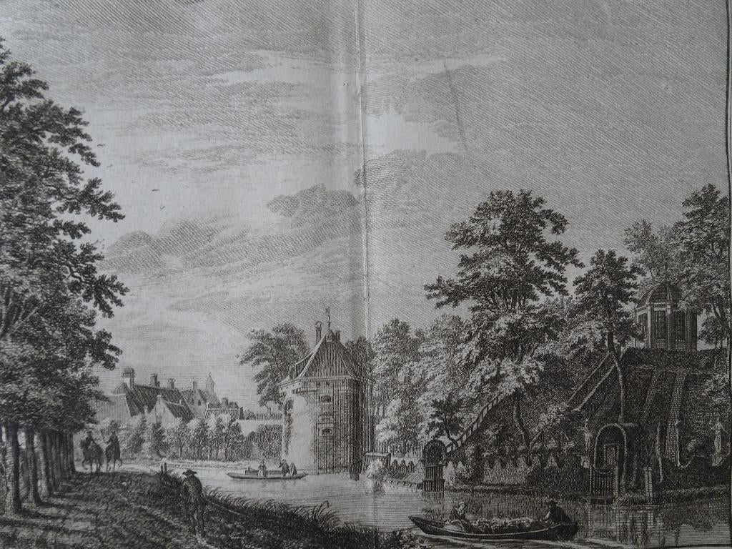 gravure Singel Utrecht, st Lucie bolwerk schuitje H. Spilman, Verzenden, Stadsgezicht, Gravure, Origineel