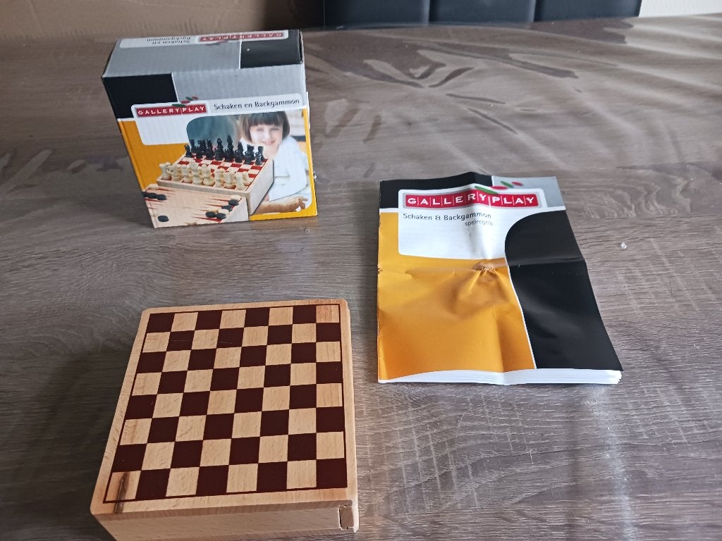 Schaak backgammon kistje, Een of twee spelers, Ophalen of Verzenden, Nieuw, Gallery Play