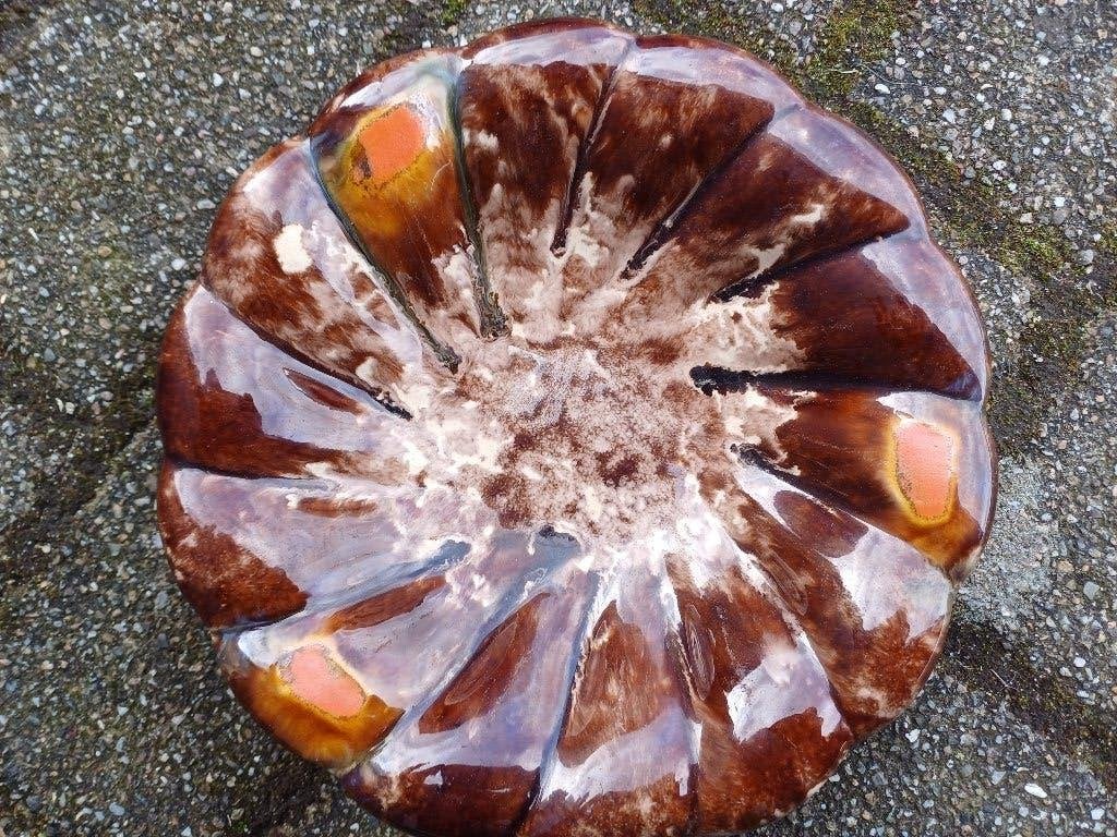 mid century Retro bohemian vintage schaal / bord, Gebruikt, Porselein of Keramiek, Schaal, Rond