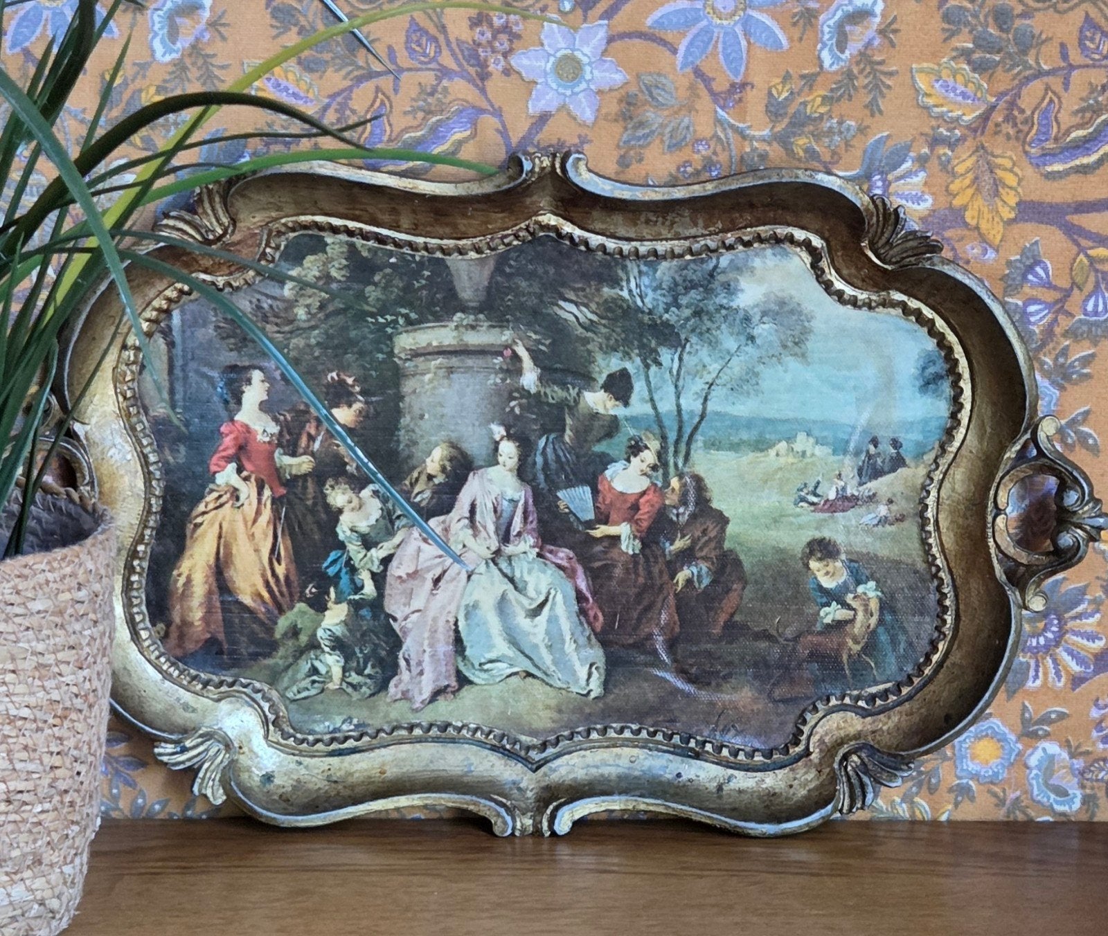 Italiaans vintage dienblad dienblaadje !, Ophalen of Verzenden, Rechthoekig, Hout