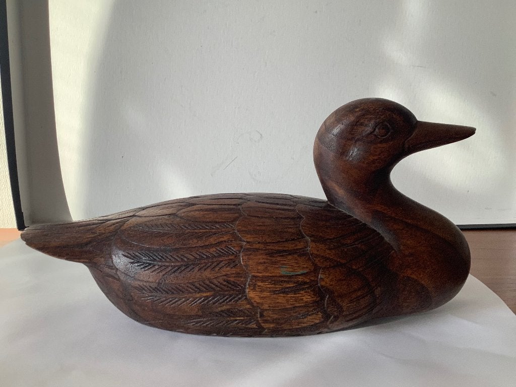 sier eend vintage houten figuur verzamel beeldje decofiguur, Antiek en Kunst, Curiosa en Brocante, Ophalen