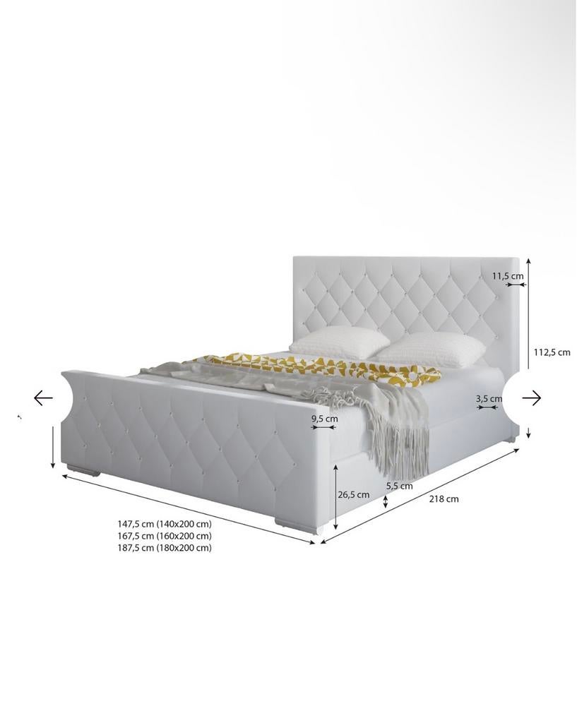 Luxe wit tweepersoonsbed (zonder matras), Wit, Tweepersoons, Ophalen of Verzenden, Zo goed als nieuw