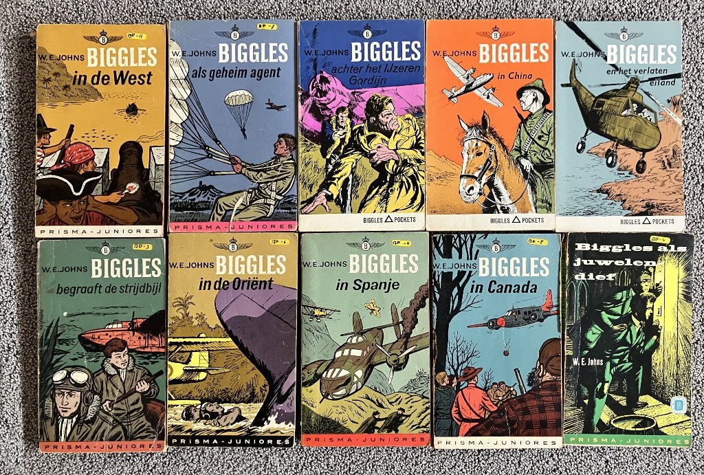 Biggles boeken van W.E. Johns (55 stuks), Boeken, Avontuur en Actie, Gelezen, Ophalen of Verzenden