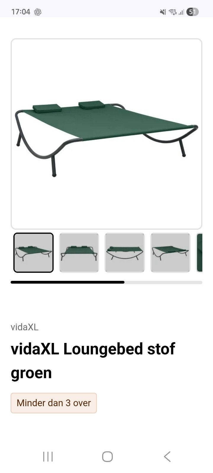 vidaXL Loungebed stof groen - Nieuw in verpakking, Tuin en Terras, Ophalen, Nieuw