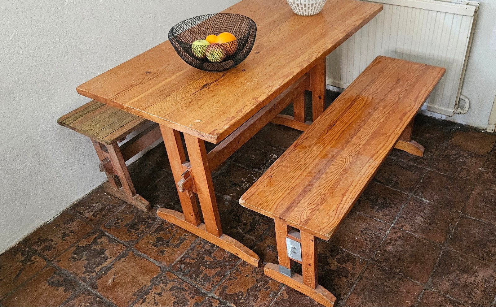 pivknick tafel met 2 bankjes, Gebruikt, Rechthoekig, Hout, Ophalen