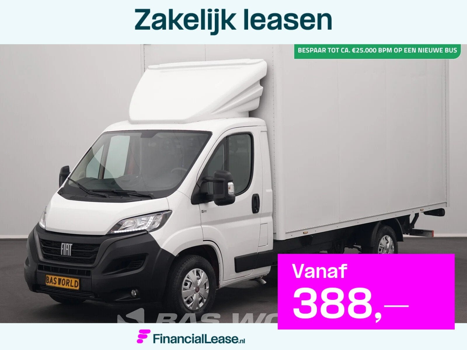 Fiat Ducato 140pk D'Hollandia Laadklep Zijdeur Bakwagen Airc, Stof, Gebruikt, Euro 6, 4 cilinders