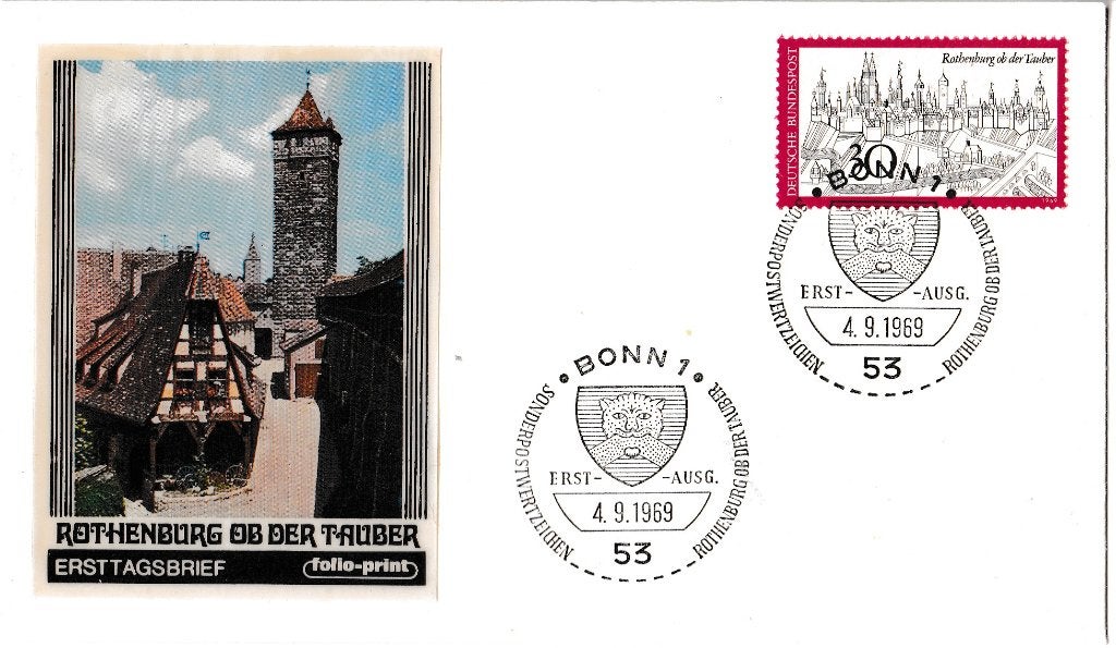 FDC 4-9-1969 - Rothenburg ob der Tauber - Michel 603, Verzenden, Onbeschreven, Europa