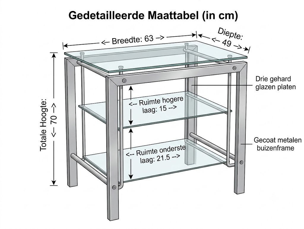 Luxe TV Standaard Design audio rack zilver metaal Glazen, Ophalen of Verzenden, Gebruikt