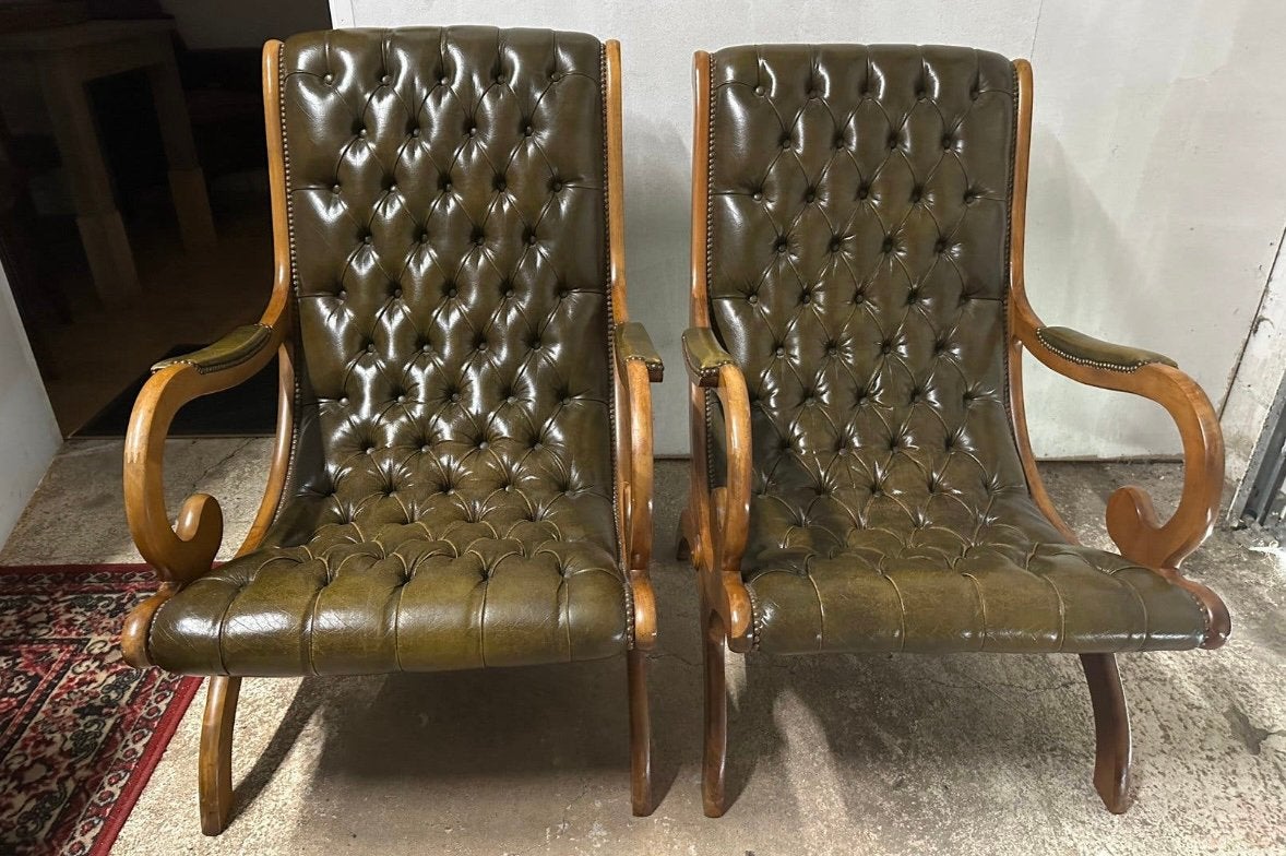Set Chesterfield library ‘slipper’ chairs. Izgs, Ophalen, ., Chesterfield, Zo goed als nieuw