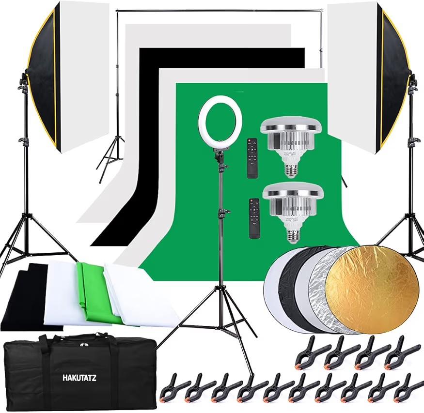 Complete Fotostudio Set: Ringlicht, Achtergronden & Statief, Ophalen of Verzenden, Nieuw, Complete fotostudio