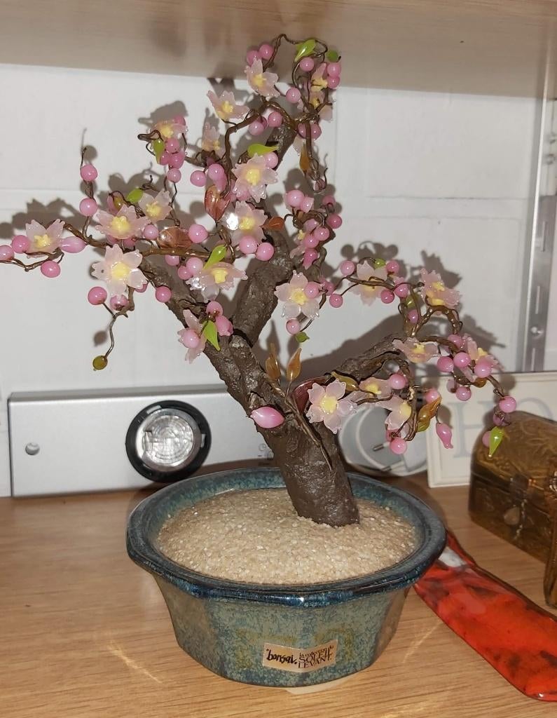 Vintage bonsai boompje, met bloesems, Ophalen of Verzenden