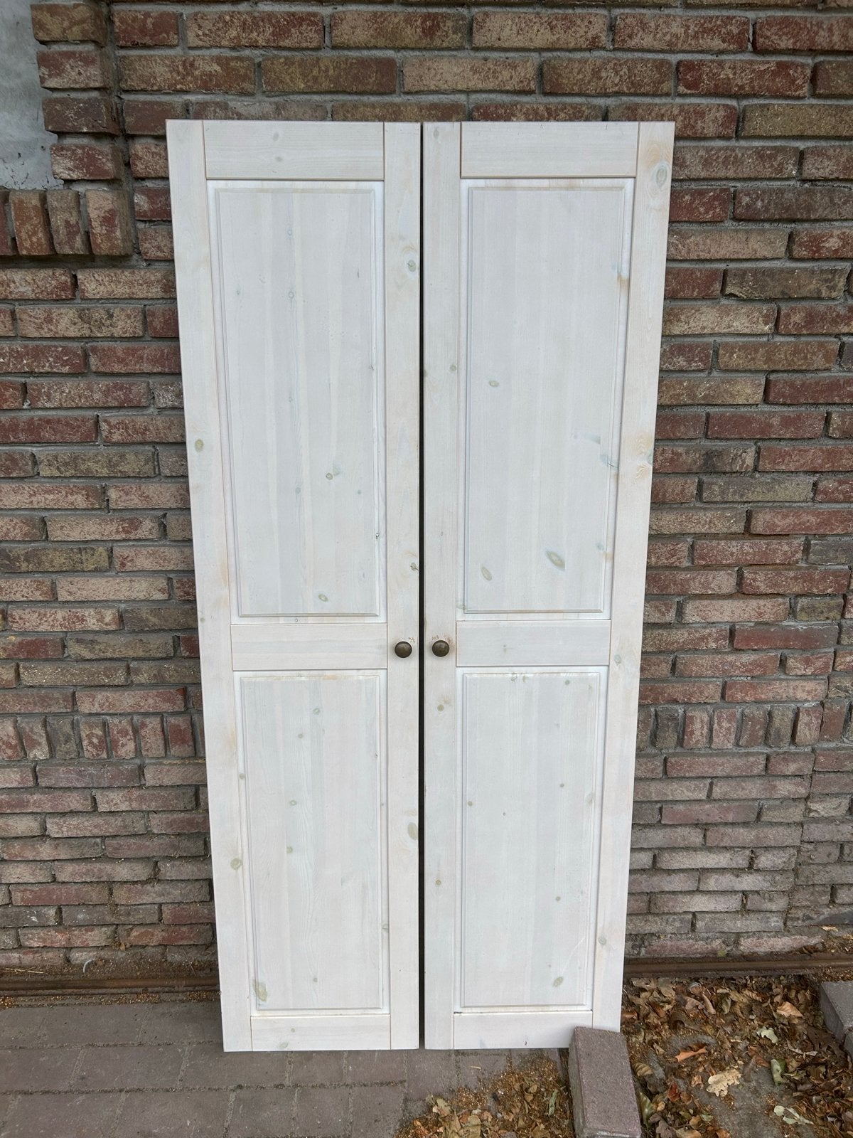 4 stuks set van 2 grenen kastdeuren, white wash., Ophalen, Minder dan 50 cm, Gebruikt, Landelijk