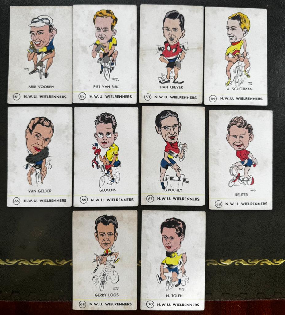 10 plaatjes NWU wielrenners jaren 40, Verzamelen, Sportartikelen en Voetbal, Ophalen of Verzenden, Gebruikt, Poster, Plaatje of Sticker