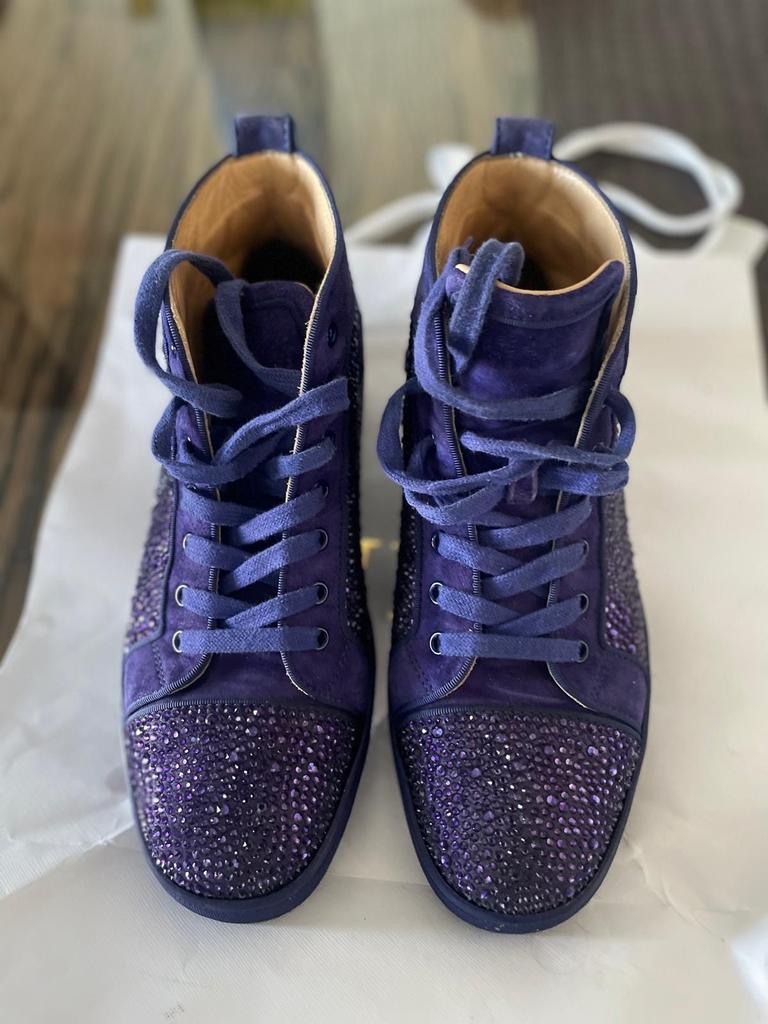 Christian Louboutin Sneakers Paars met Strass, Ophalen of Verzenden, Zo goed als nieuw, Overige kleuren, Sneakers of Gympen