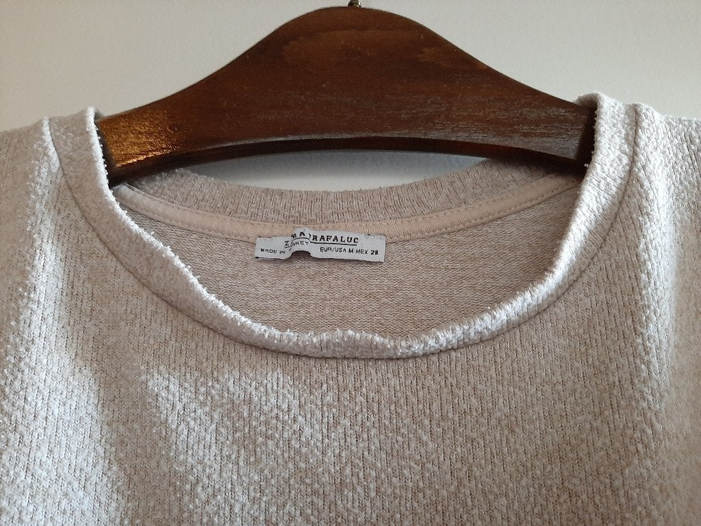 beige zara trafaluc top (m), Kleding | Dames, Maat 38/40 (M), Verzenden, Zo goed als nieuw, Korte mouw