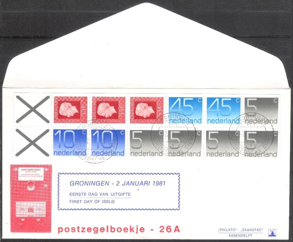 Postzegelboekje 26A, Verzenden, Envelop