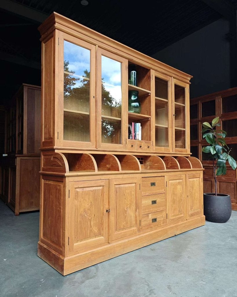 Grote teakhouten grutterskast | Apothekerskast teak #0607, Gebruikt, -, 200 cm of meer, -