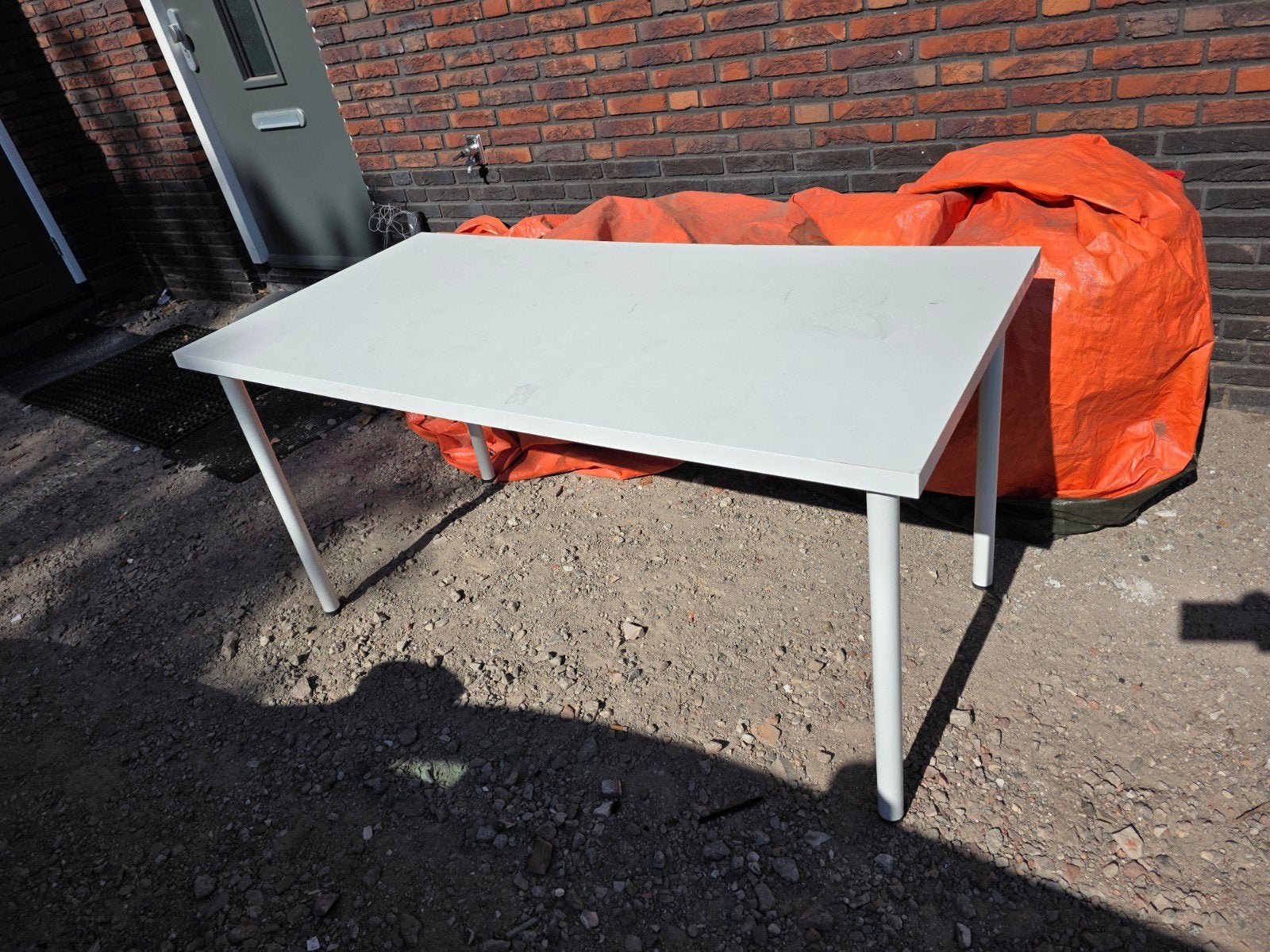 Witte tafel - Ideaal voor in de schuur, Ophalen, Gebruikt, 50 tot 100 cm, Rechthoekig