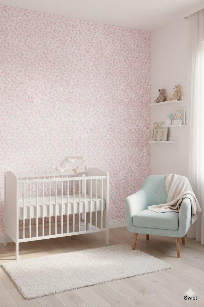 2785 Origineel vintage roze wit bloemetjes behang swiet, Huis en Inrichting, Stoffering | Behang, Ophalen of Verzenden, 10 tot 25 m²