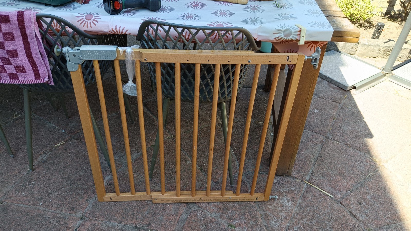 Verstelbaar Houten Traphekje, Ophalen, Gebruikt, 100 tot 115 cm, Schroefhekje