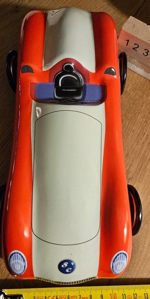 Bijenkorf sportauto klassiek koekblik/snoepblik 8 x12 x27cm!, Verzamelen, Blikken, Ophalen of Verzenden, Nieuw, Koek(jes), Overige merken
