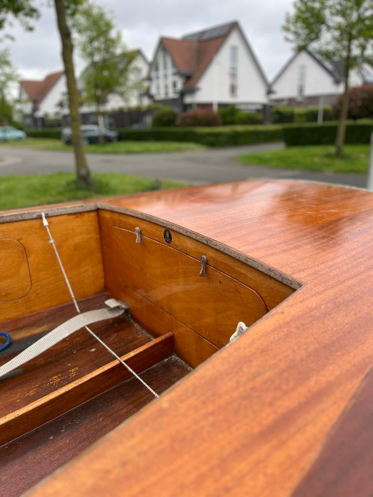 O-jol zeilboot - Klassieke houten zeilboot, Watersport en Boten, Open zeilboten, Gebruikt, Overige merken, Jol, Polyester, Dekzeil