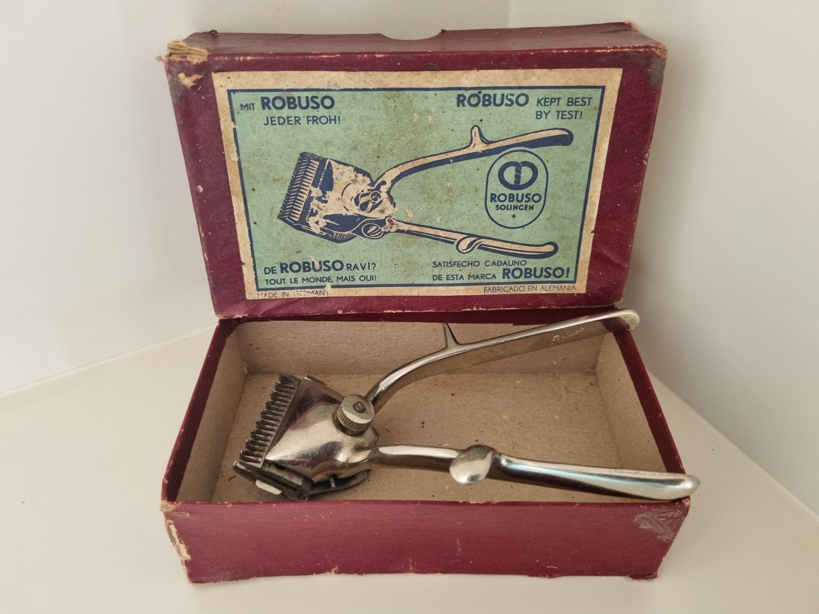 Antiek vintage ROBUSO hand tondeuse, Ophalen of Verzenden