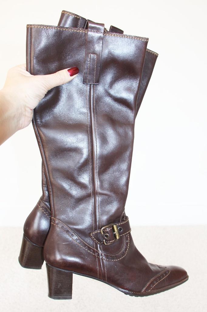 Prachtige Leren Donna Carolina Laarzen -s6 (Maat 39) € 125,-, Hoge laarzen, Donna Carolina, Bruin, Ophalen of Verzenden