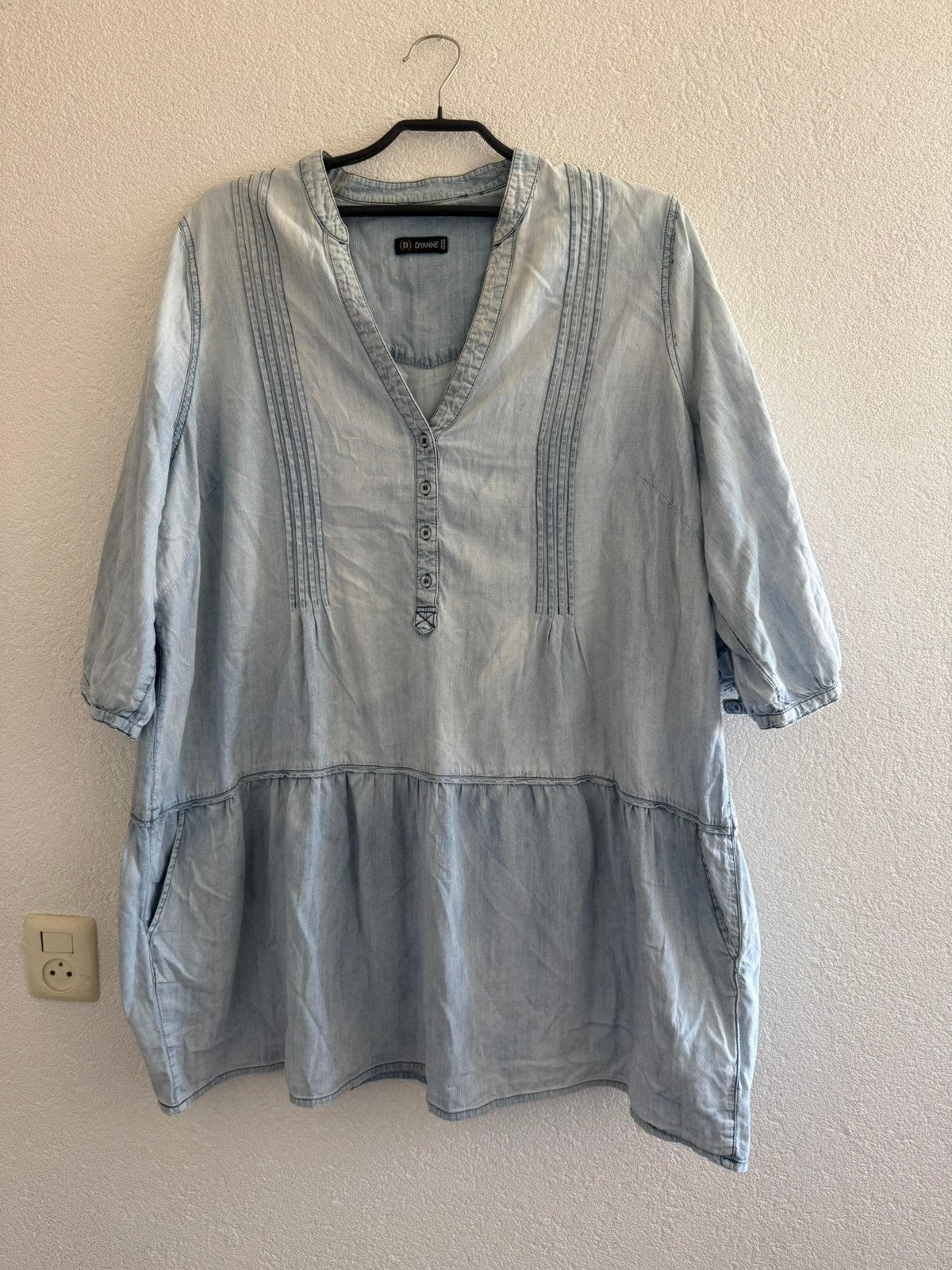 Dyanne schitterende jeans lange blouse /tuniek maat 52/54, Kleding | Dames, Verzenden, Zo goed als nieuw, Blauw, Blouse of Tuniek
