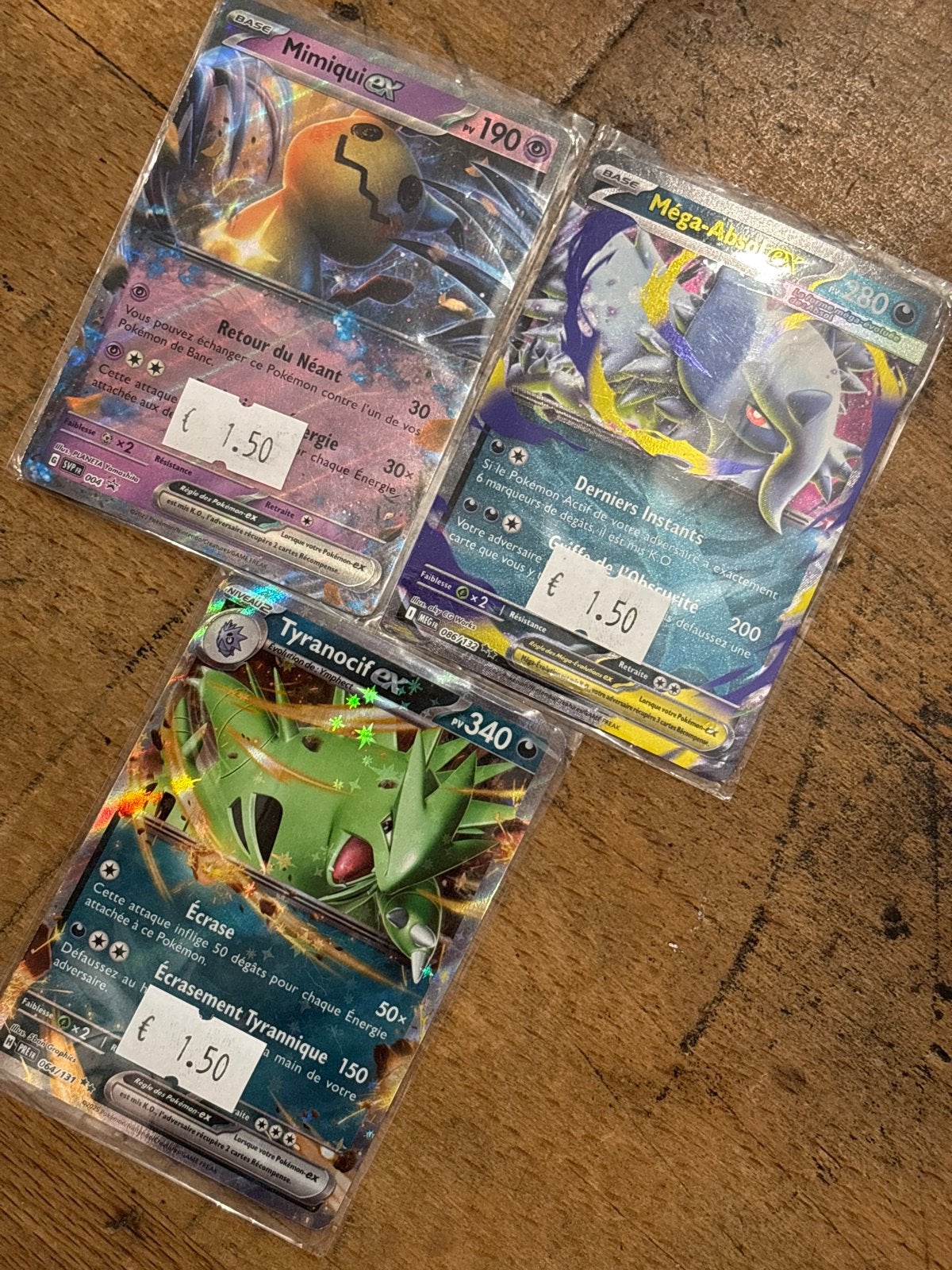 Pokémon kaarten: Mimikyu, Mega-Absol tyranitar EX, Ophalen of Verzenden, Gebruikt, Meerdere kaarten