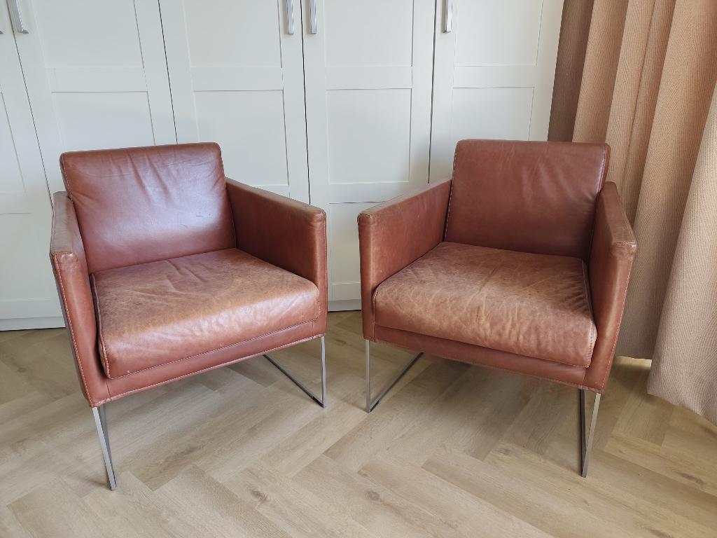 Leren stoelen Bert Plantagie, Ophalen, Gebruikt, Twee, Bruin