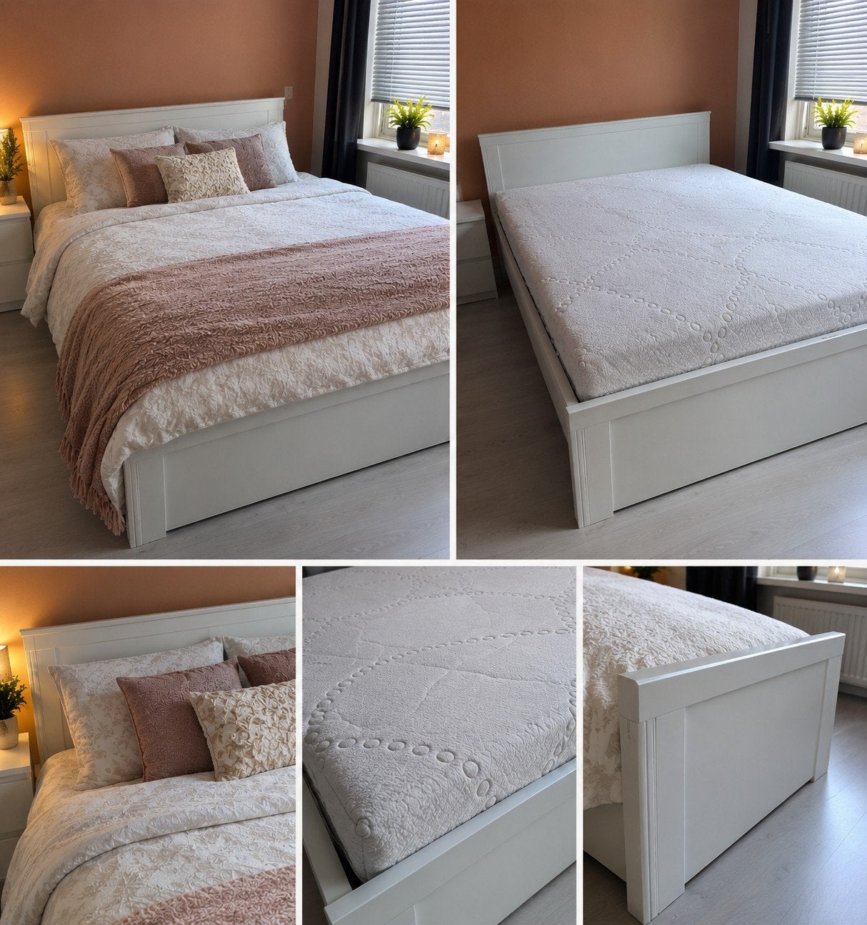 Wit IKEA tweepersoonsbed + dik en comfortabel matras, Ophalen, Gebruikt, Wit, Tweepersoons