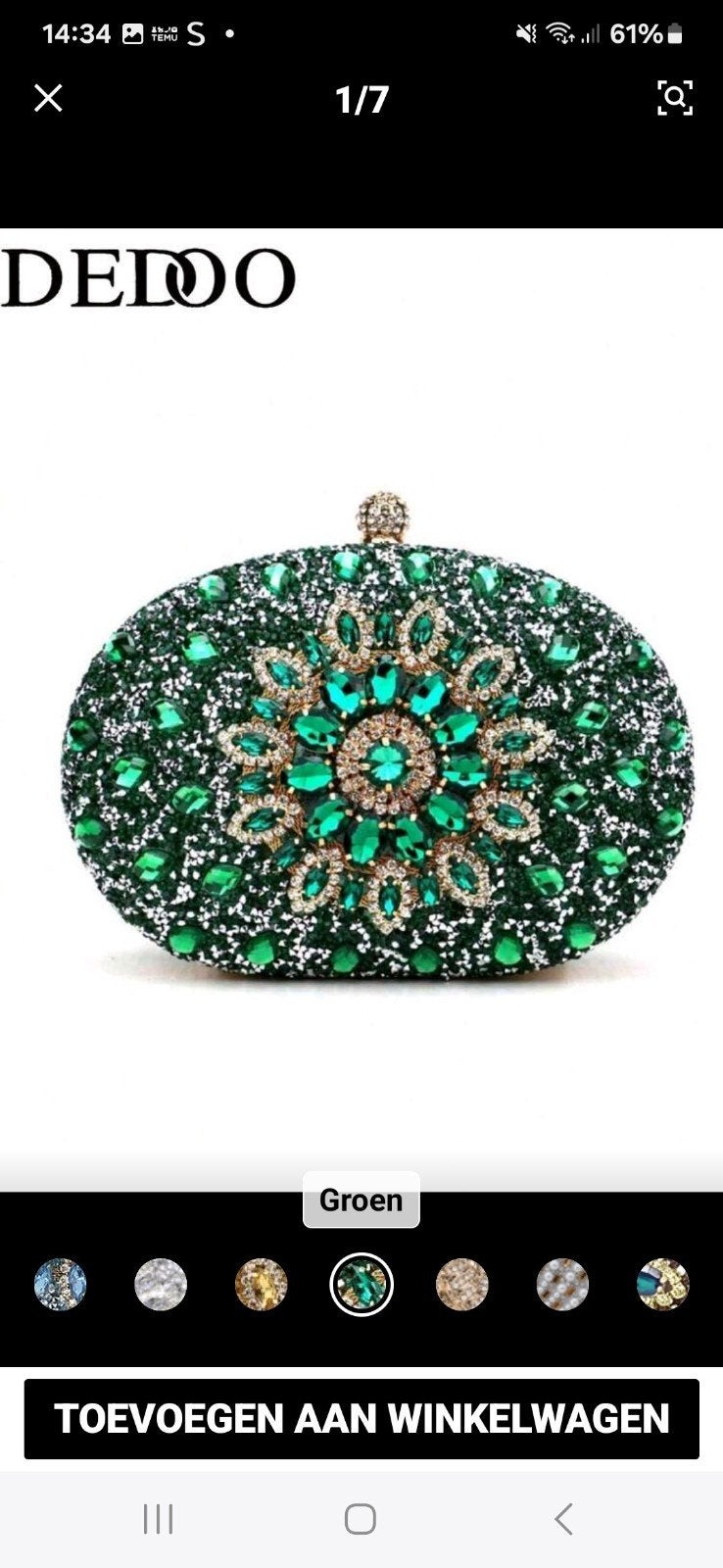 Avondtasje groen, Ophalen of Verzenden, Zo goed als nieuw, Groen, Zilver