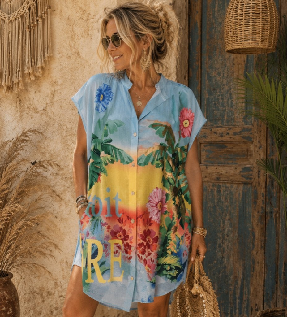 Tropische Summer Blouse / Tuniek Mouwloos One Size (Tot 50), Overige kleuren, Maat 46/48 (XL) of groter, Ophalen of Verzenden