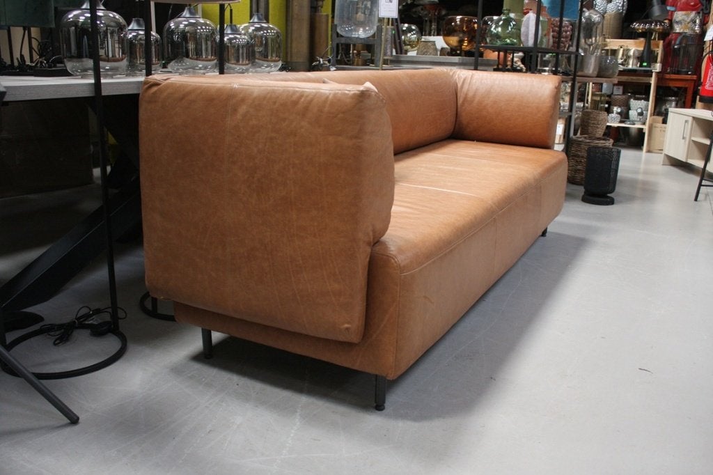 Luxe bank TRAY Jess Design leer bankstel cognac bruin, Huis en Inrichting, Ophalen, Zo goed als nieuw, Leer, 75 tot 100 cm