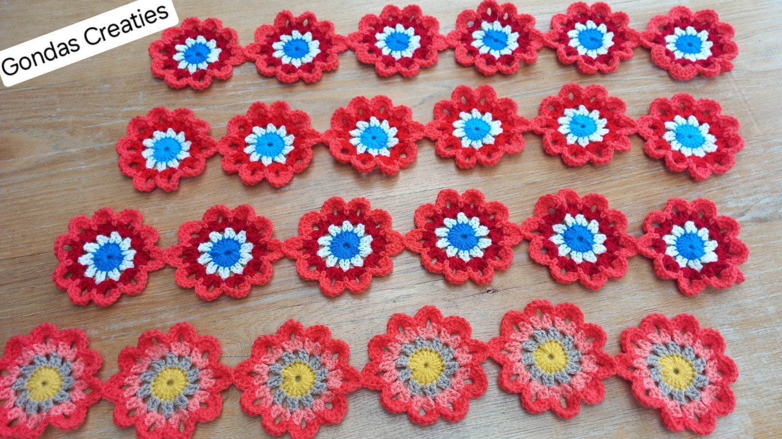 Gondas Creaties Bloemen slinger Retro decoratie gehaakt, Ophalen of Verzenden, Nieuw